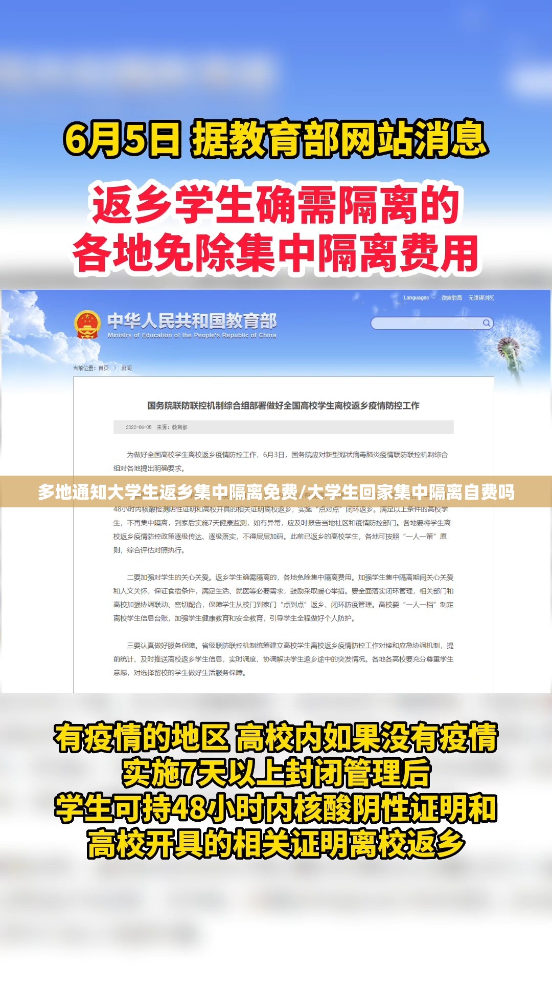 多地通知大学生返乡集中隔离免费/大学生回家集中隔离自费吗 多地通知大学生返乡集中隔离免费/大学生回家集中隔离自费吗