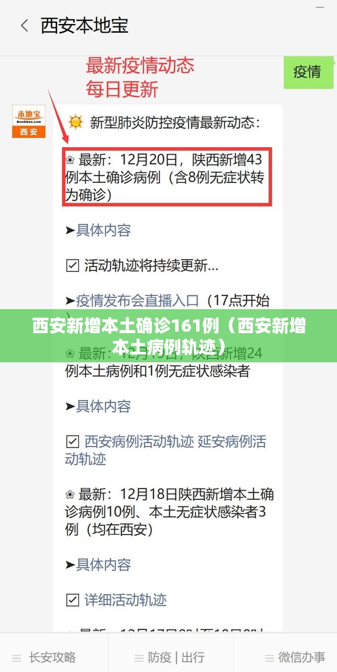 西安新增本土确诊161例(西安新增本土病例轨迹) 西安新增本土确诊161例(西安新增本土病例轨迹)