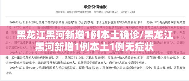 黑龙江黑河新增1例本土确诊/黑龙江黑河新增1例本土1例无症状 黑龙江黑河新增1例本土确诊/黑龙江黑河新增1例本土1例无症状