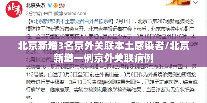 北京新增3名京外关联本土感染者/北京新增一例京外关联病例 北京新增3名京外关联本土感染者/北京新增一例京外关联病例