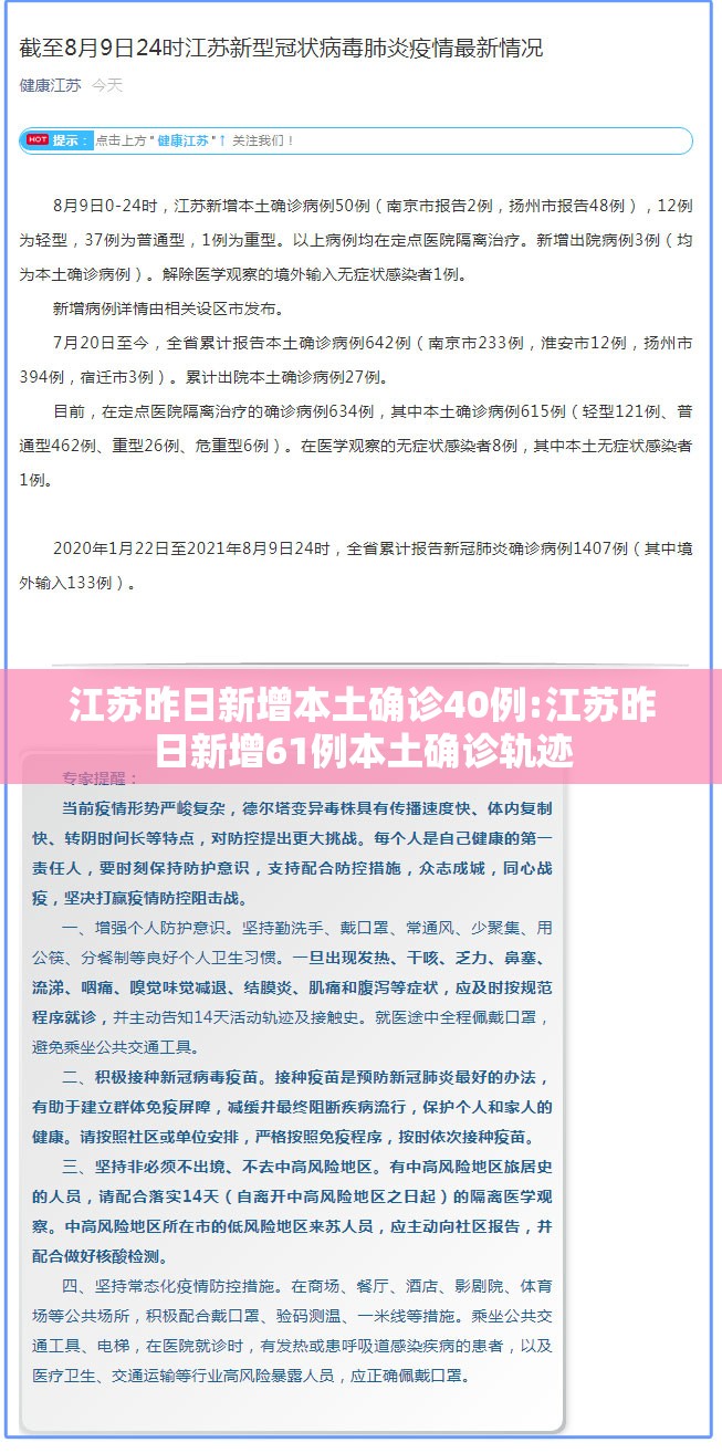 江苏昨日新增本土确诊40例:江苏昨日新增61例本土确诊轨迹 江苏昨日新增本土确诊40例:江苏昨日新增61例本土确诊轨迹