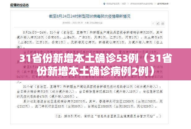 31省份新增本土确诊53例(31省份新增本土确诊病例2例) 31省份新增本土确诊53例(31省份新增本土确诊病例2例)