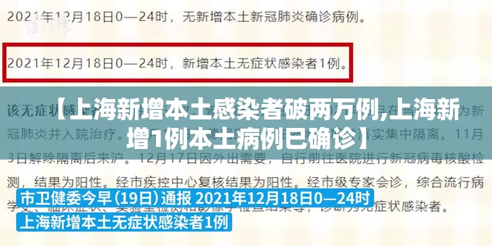 【上海新增本土感染者破两万例,上海新增1例本土病例巳确诊】 【上海新增本土感染者破两万例,上海新增1例本土病例巳确诊】