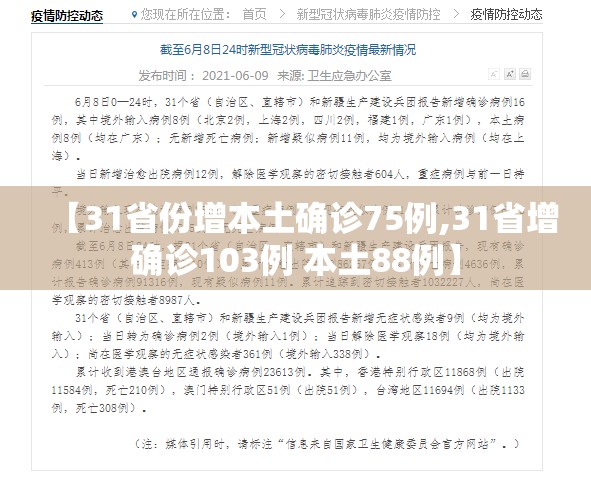 【31省份增本土确诊75例,31省增确诊103例 本土88例】 【31省份增本土确诊75例,31省增确诊103例 本土88例】