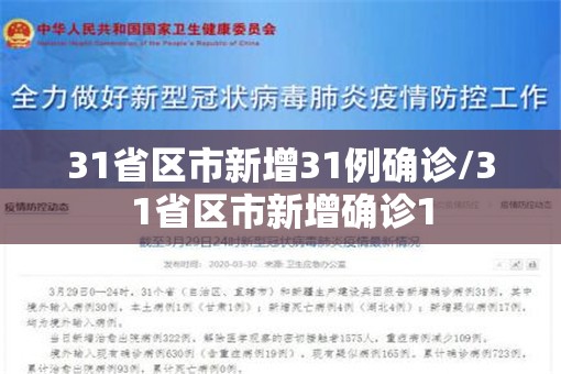 31省区市新增31例确诊/31省区市新增确诊1