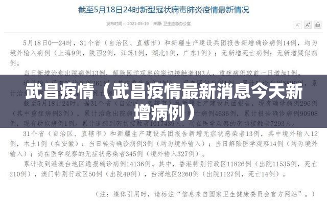 武昌疫情（武昌疫情最新消息今天新增病例）