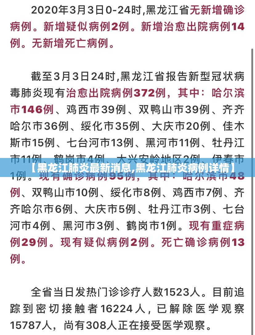 【黑龙江肺炎最新消息,黑龙江肺炎病例详情】 【黑龙江肺炎最新消息,黑龙江肺炎病例详情】