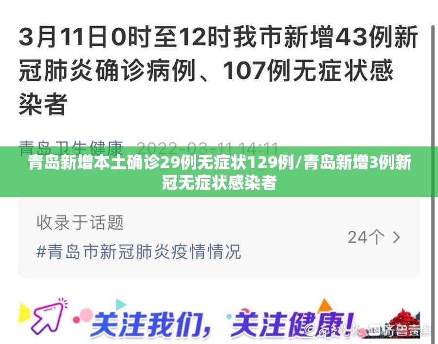 青岛新增本土确诊29例无症状129例/青岛新增3例新冠无症状感染者 青岛新增本土确诊29例无症状129例/青岛新增3例新冠无症状感染者