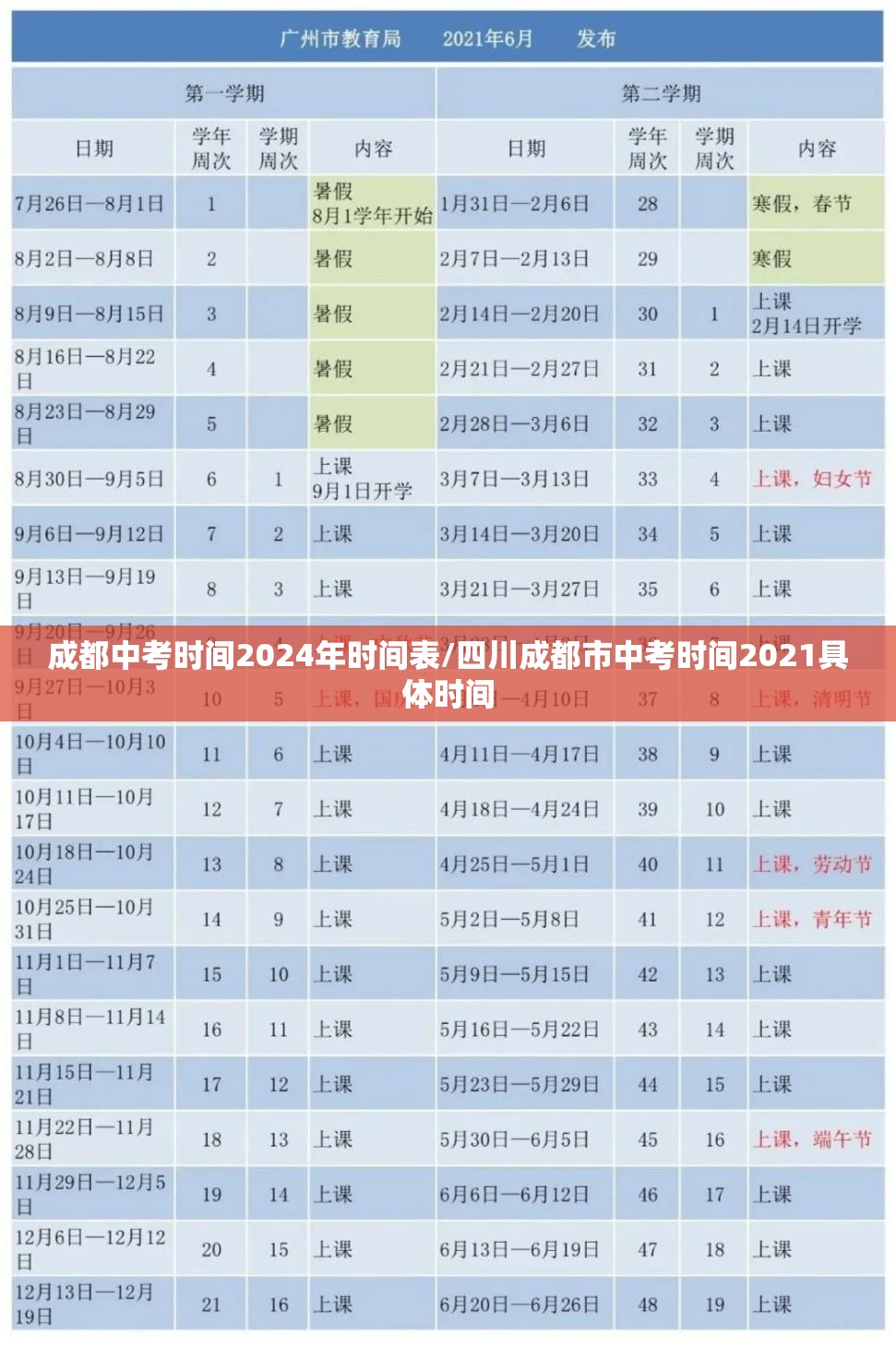成都中考时间2024年时间表/四川成都市中考时间2021具体时间