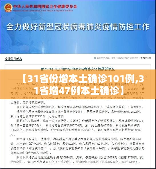【31省份增本土确诊101例,31省增47例本土确诊】