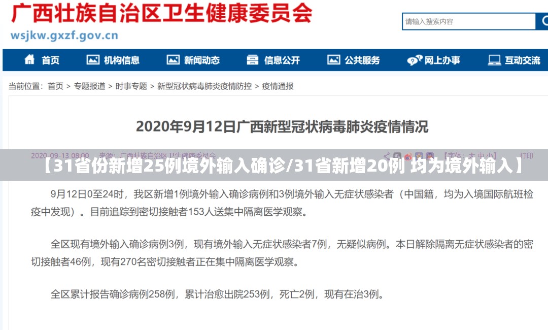 【31省份新增25例境外输入确诊/31省新增20例 均为境外输入】 【31省份新增25例境外输入确诊/31省新增20例 均为境外输入】