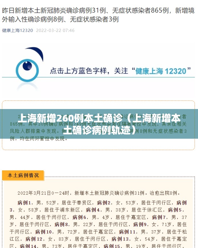 上海新增260例本土确诊（上海新增本土确诊病例轨迹）