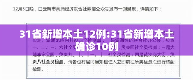31省新增本土12例:31省新增本土确诊10例 31省新增本土12例:31省新增本土确诊10例