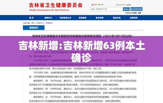吉林新增:吉林新增63例本土确诊 吉林新增:吉林新增63例本土确诊