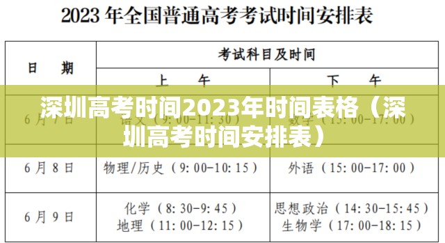 深圳高考时间2023年时间表格(深圳高考时间安排表) 深圳高考时间2023年时间表格(深圳高考时间安排表)