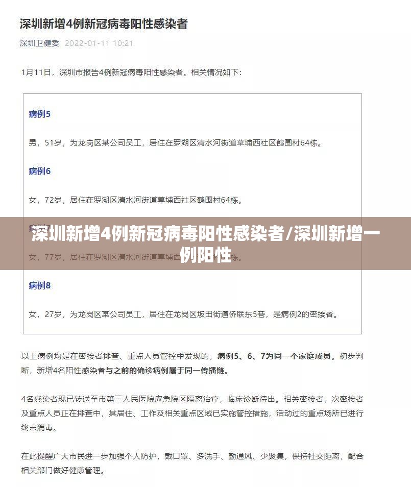 深圳新增4例新冠病毒阳性感染者/深圳新增一例阳性 深圳新增4例新冠病毒阳性感染者/深圳新增一例阳性