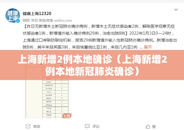 上海新增2例本地确诊(上海新增2例本地新冠肺炎确诊) 上海新增2例本地确诊(上海新增2例本地新冠肺炎确诊)