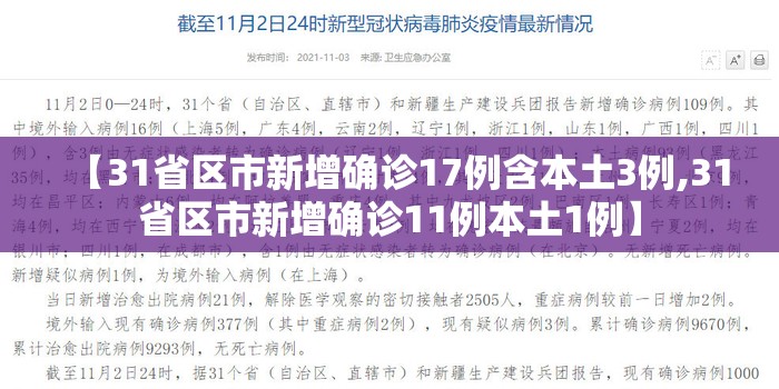 【31省区市新增确诊17例含本土3例,31省区市新增确诊11例本土1例】 【31省区市新增确诊17例含本土3例,31省区市新增确诊11例本土1例】