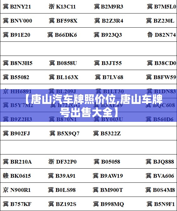 【唐山汽车牌照价位,唐山车牌号出售大全】