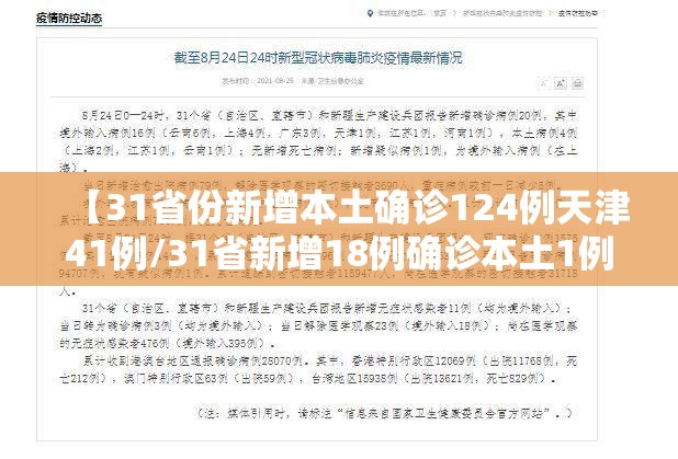 【31省份新增本土确诊124例天津41例/31省新增18例确诊本土1例在天津】 【31省份新增本土确诊124例天津41例/31省新增18例确诊本土1例在天津】