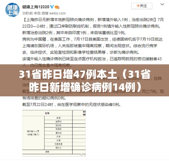 31省昨日增47例本土(31省昨日新增确诊病例14例) 31省昨日增47例本土(31省昨日新增确诊病例14例)