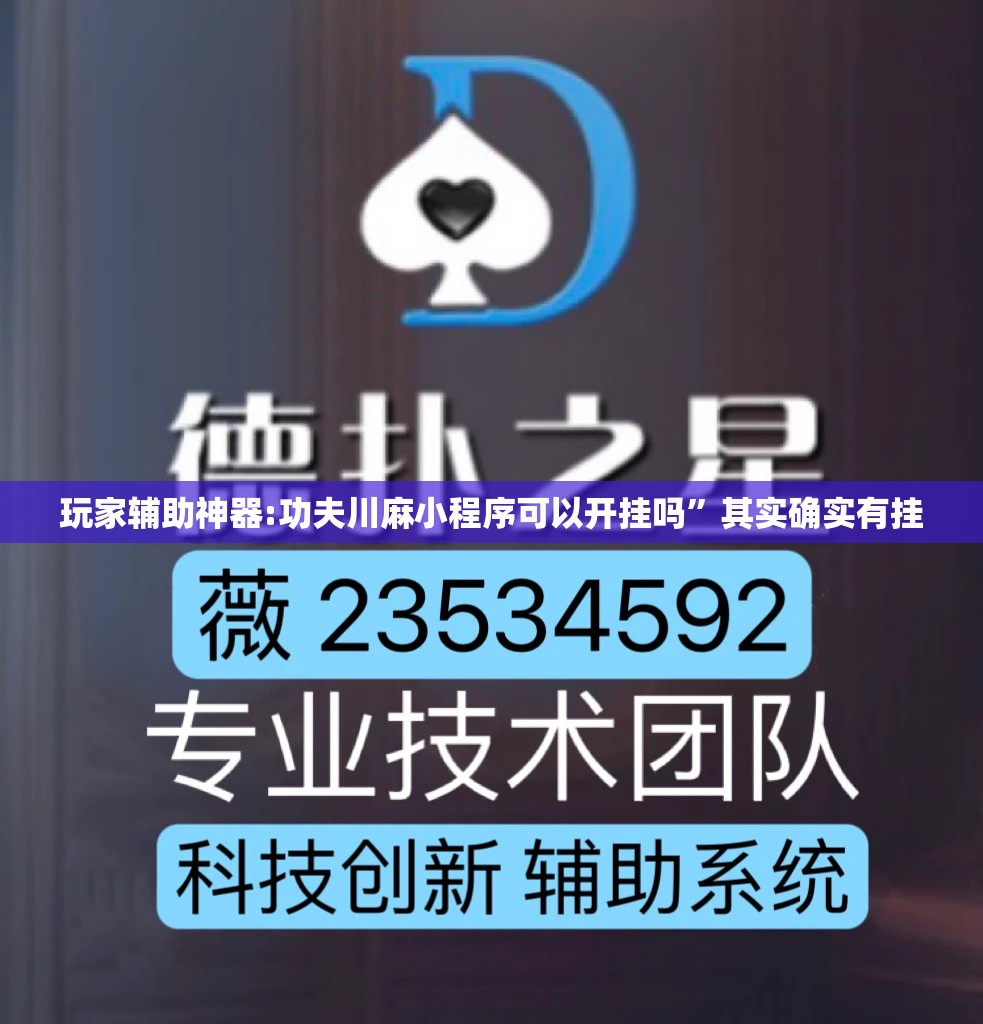 玩家辅助神器:功夫川麻小程序可以开挂吗”其实确实有挂