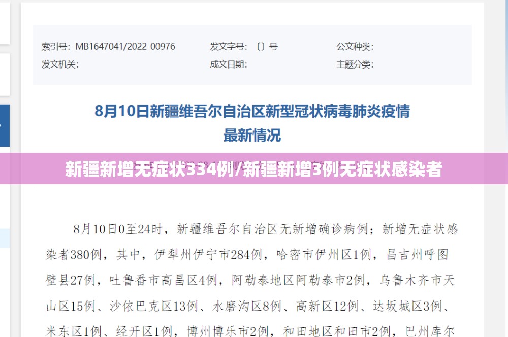 新疆新增无症状334例/新疆新增3例无症状感染者 新疆新增无症状334例/新疆新增3例无症状感染者