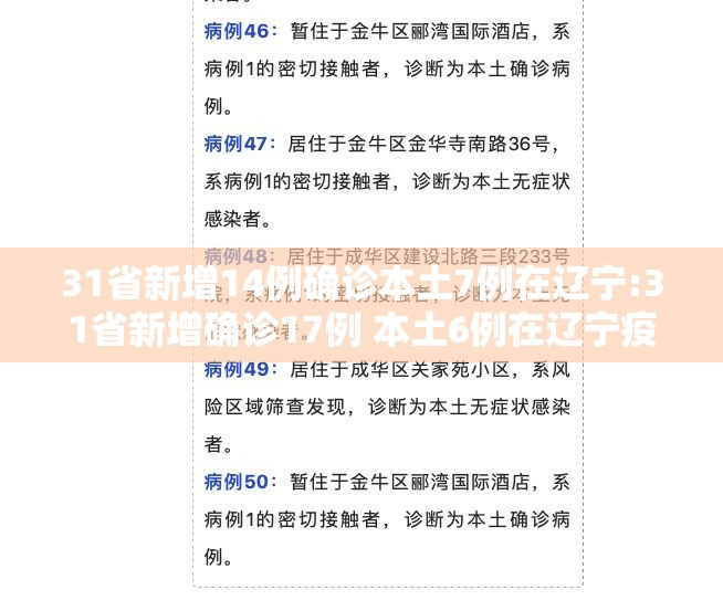31省新增14例确诊本土7例在辽宁:31省新增确诊17例 本土6例在辽宁疫情 31省新增14例确诊本土7例在辽宁:31省新增确诊17例 本土6例在辽宁疫情