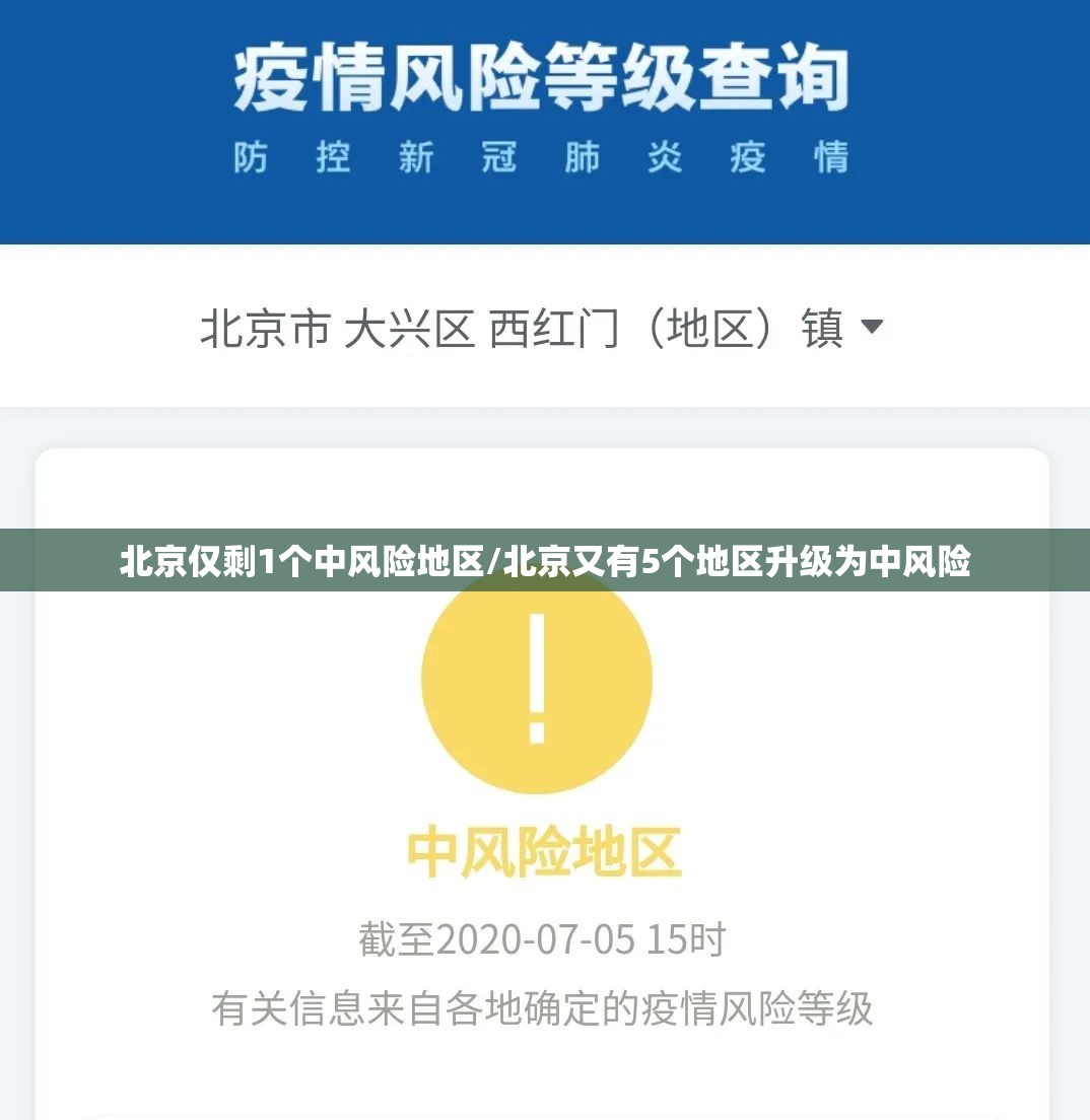 北京仅剩1个中风险地区/北京又有5个地区升级为中风险 北京仅剩1个中风险地区/北京又有5个地区升级为中风险