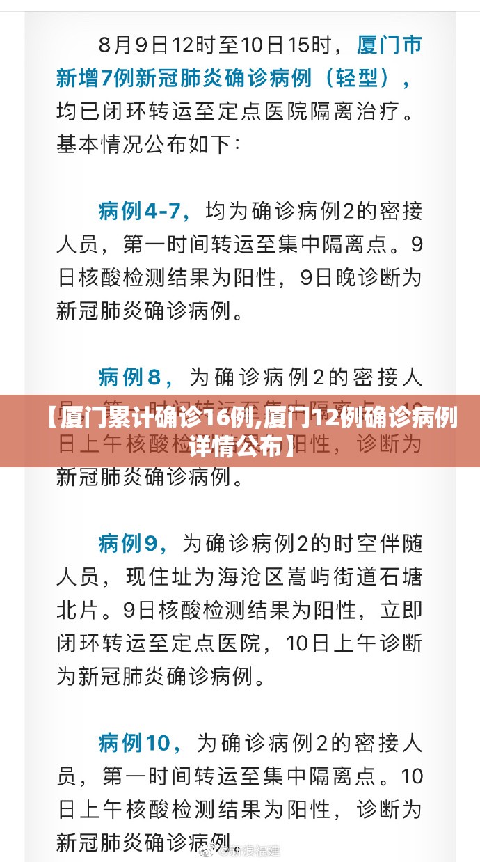 【厦门累计确诊16例,厦门12例确诊病例详情公布】