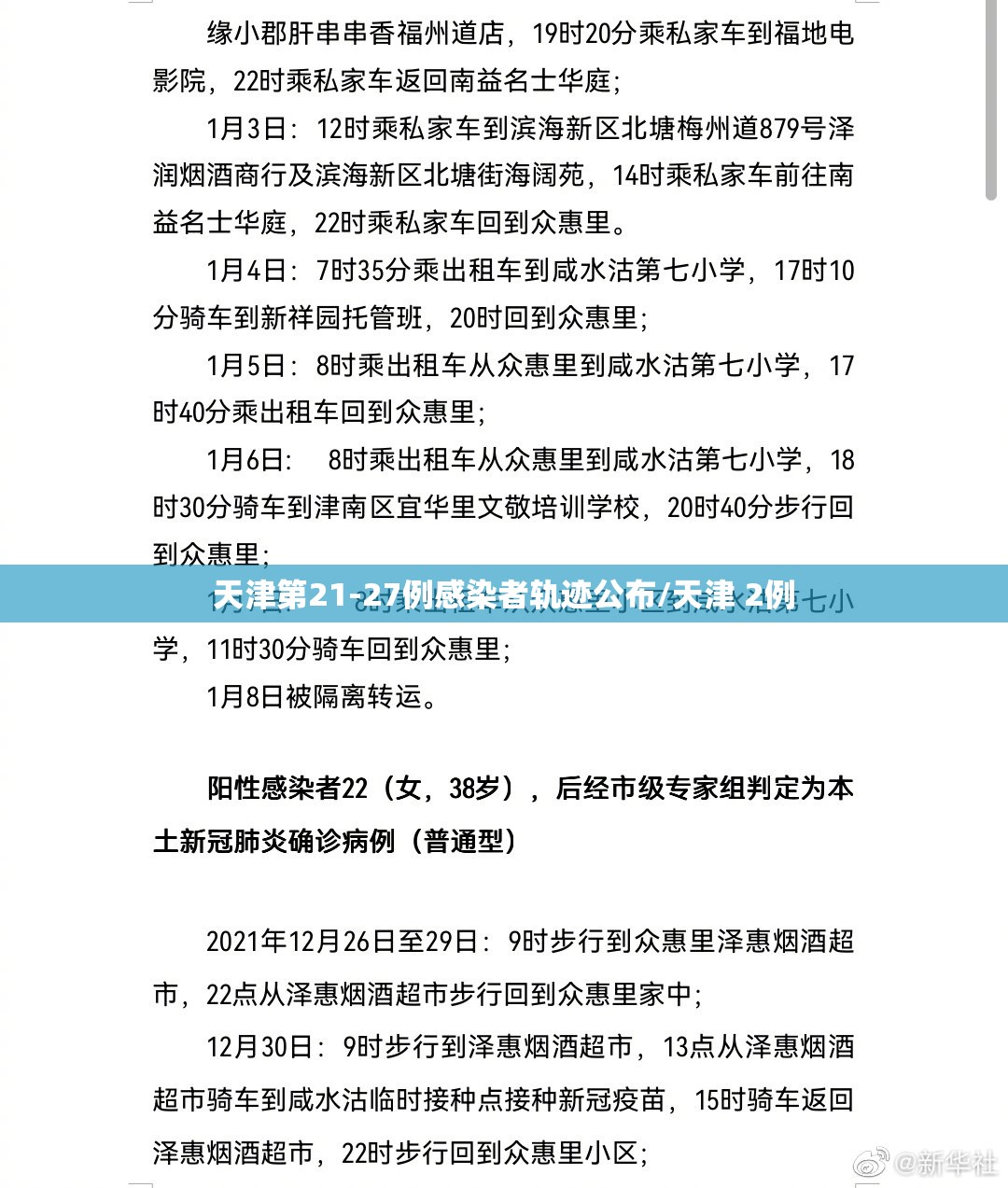天津第21-27例感染者轨迹公布/天津 2例 天津第21-27例感染者轨迹公布/天津 2例