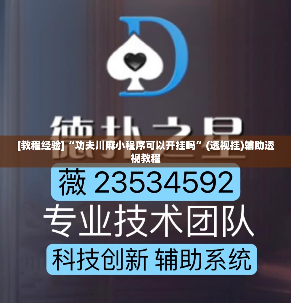 [教程经验]“功夫川麻小程序可以开挂吗	”(透视挂)辅助透视教程