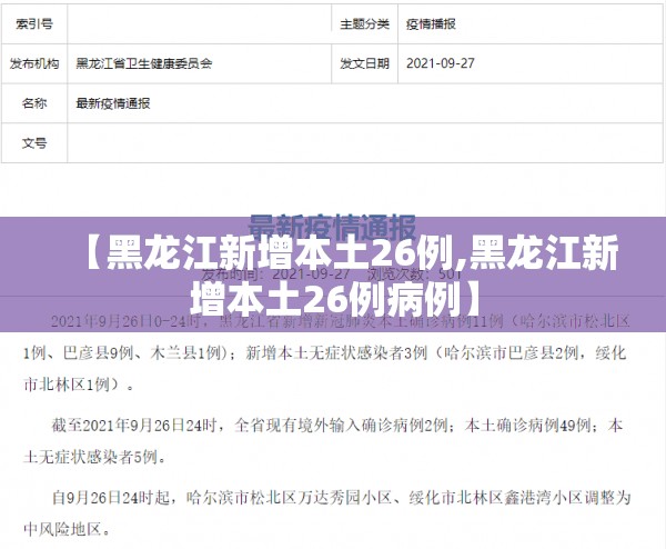 【黑龙江新增本土26例,黑龙江新增本土26例病例】 【黑龙江新增本土26例,黑龙江新增本土26例病例】