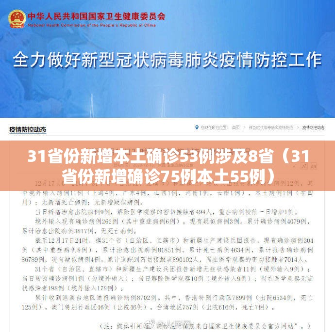 31省份新增本土确诊53例涉及8省（31省份新增确诊75例本土55例）