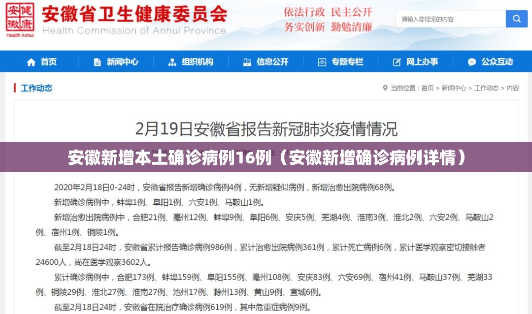 安徽新增本土确诊病例16例（安徽新增确诊病例详情）