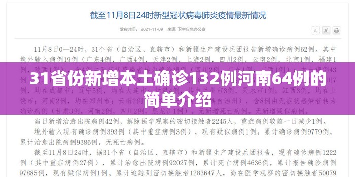 31省份新增本土确诊132例河南64例的简单介绍