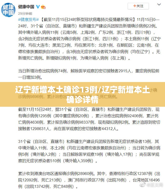 辽宁新增本土确诊13例/辽宁新增本土确诊详情