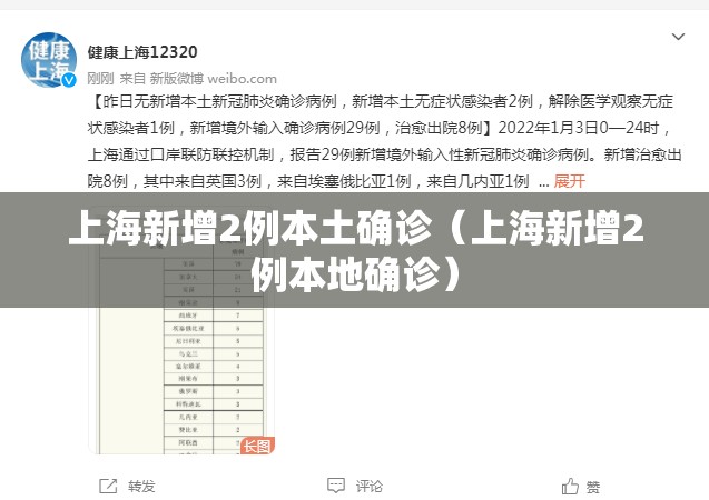 上海新增2例本土确诊（上海新增2例本地确诊）