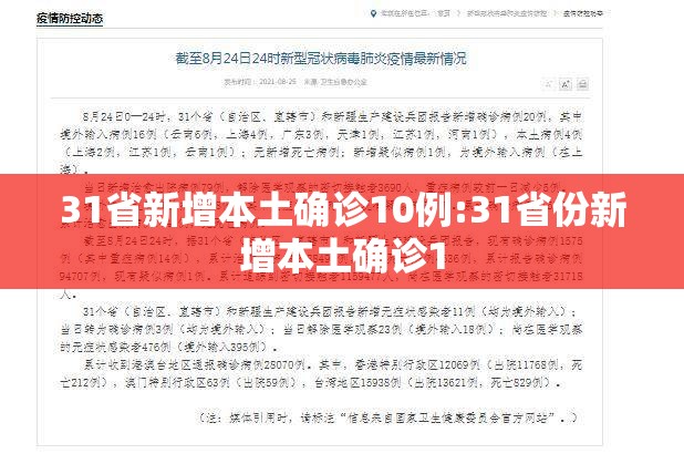 31省新增本土确诊10例:31省份新增本土确诊1