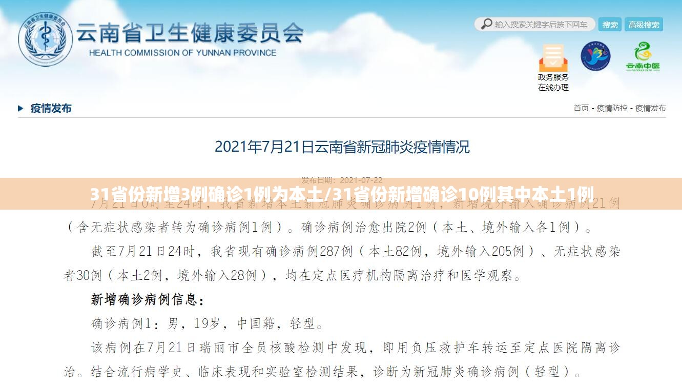 31省份新增3例确诊1例为本土/31省份新增确诊10例其中本土1例