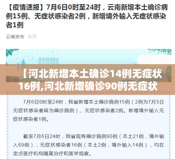 【河北新增本土确诊14例无症状16例,河北新增确诊90例无症状15例】