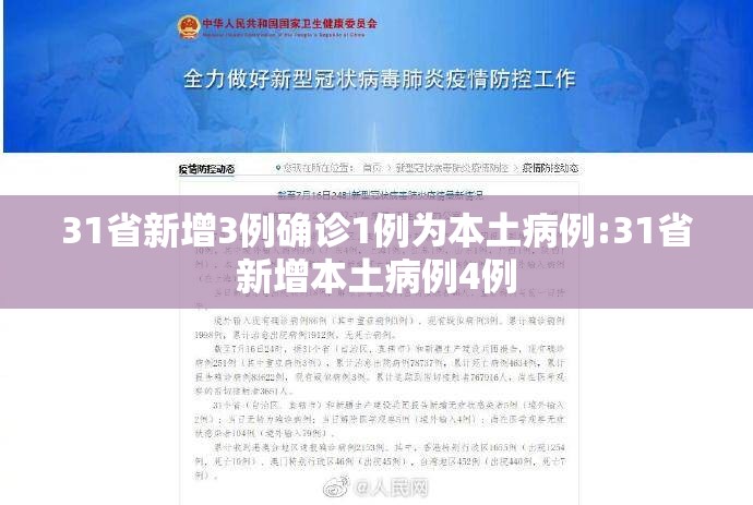 31省新增3例确诊1例为本土病例:31省新增本土病例4例