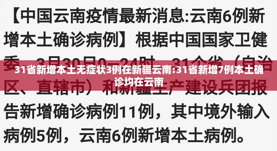 31省新增本土无症状3例在新疆云南:31省新增7例本土确诊均在云南