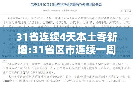 31省连续4天本土零新增:31省区市连续一周本土确诊零新增