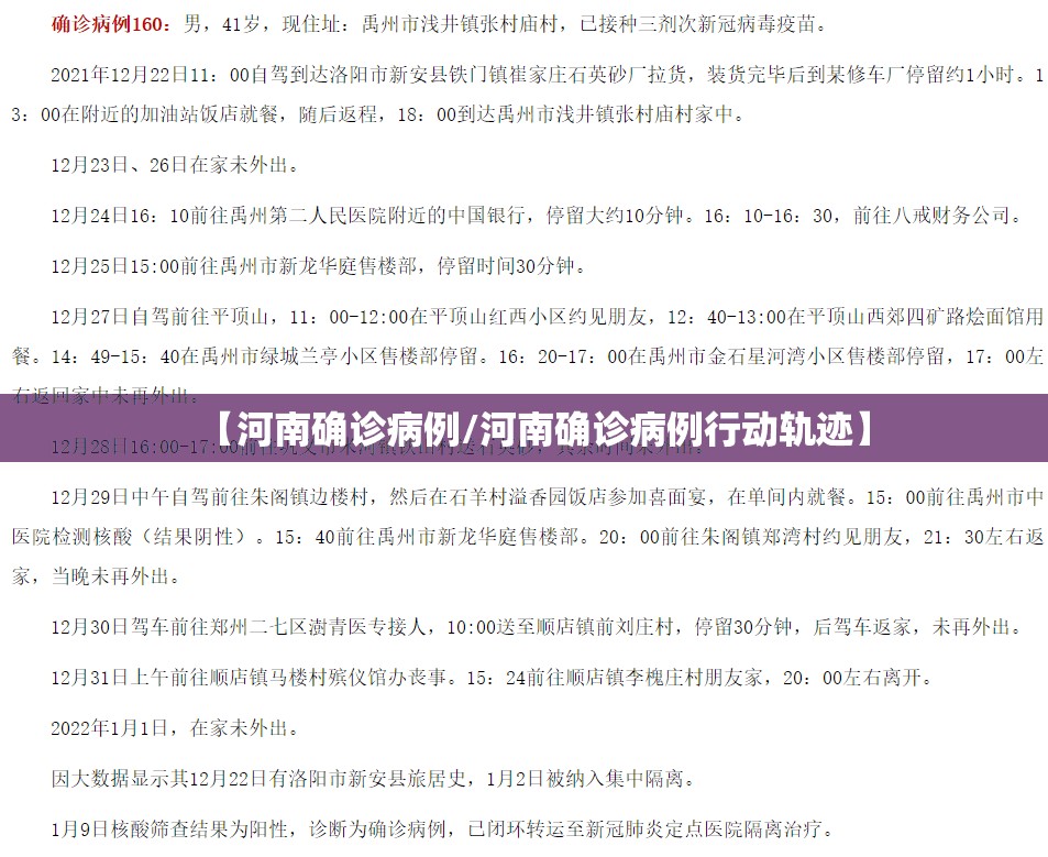 【河南确诊病例/河南确诊病例行动轨迹】