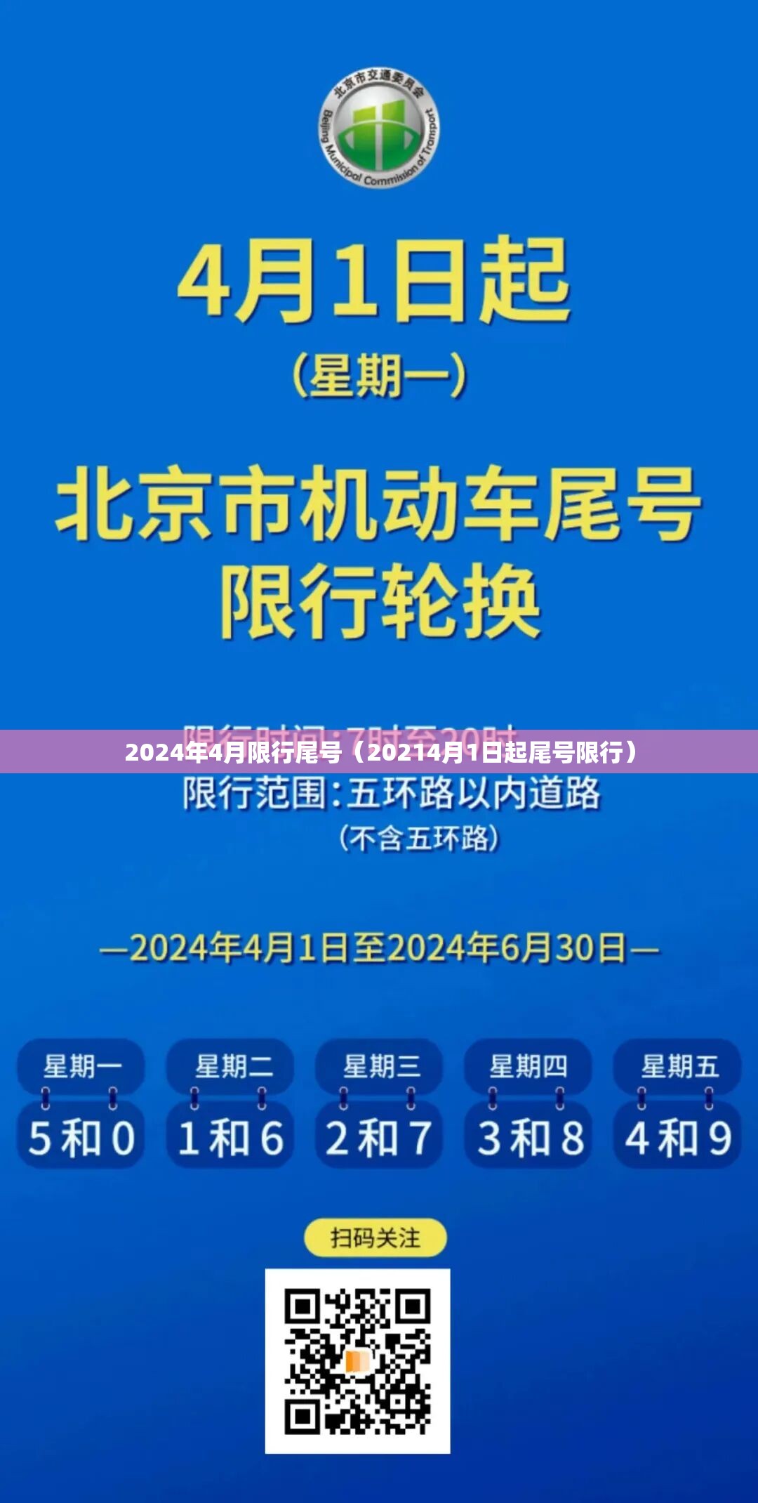 2024年4月限行尾号（20214月1日起尾号限行）