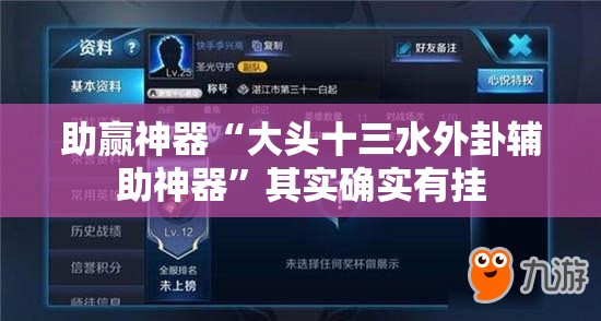 助赢神器“大头十三水外卦辅助神器”其实确实有挂