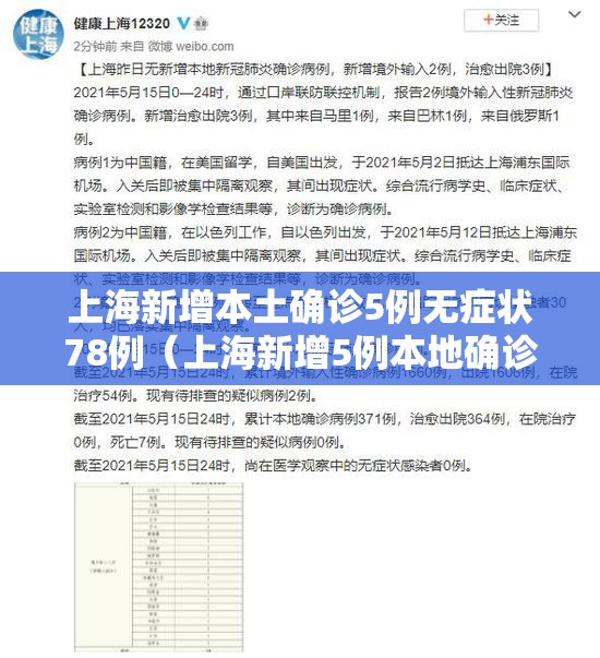 上海新增本土确诊5例无症状78例（上海新增5例本地确诊病例）