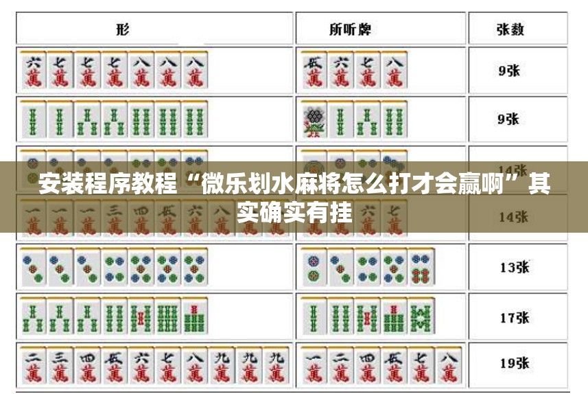 安装程序教程“微乐划水麻将怎么打才会赢啊	”其实确实有挂