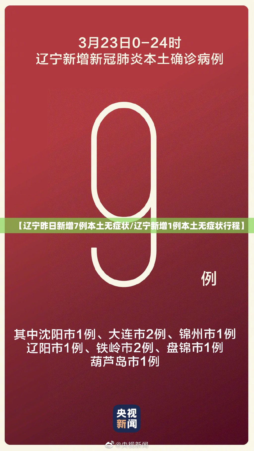 【辽宁昨日新增7例本土无症状/辽宁新增1例本土无症状行程】